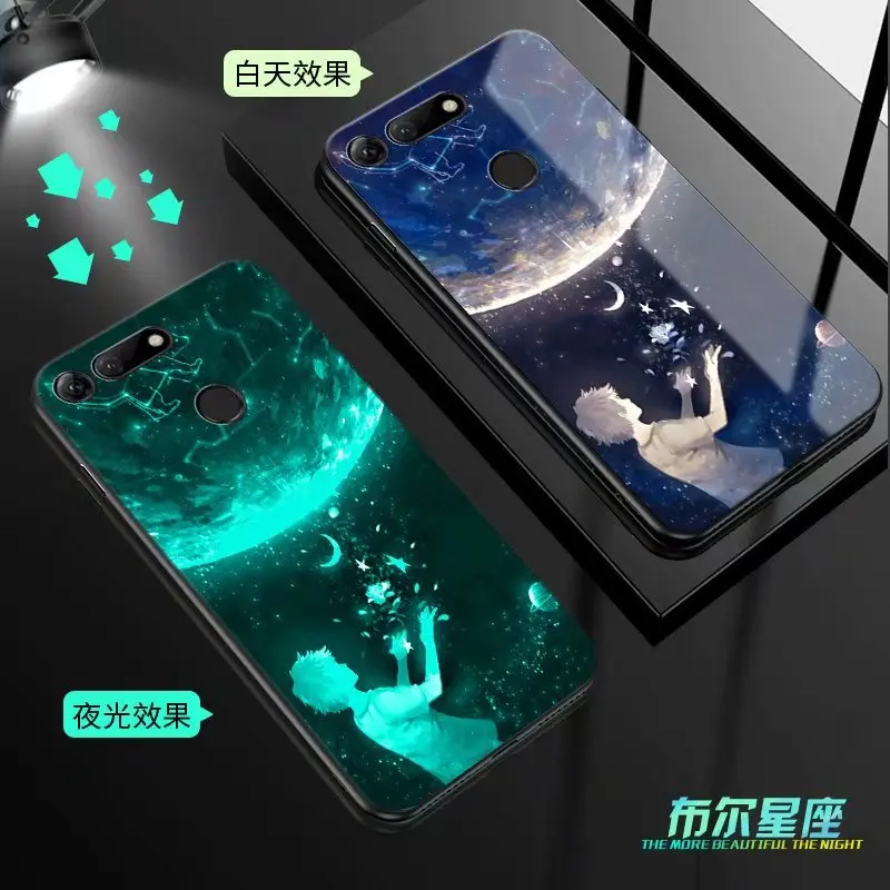 Для huawei honor V20 чехол Роскошный светящийся Узор Жесткий закаленное стекло защитный чехол на заднюю панель для huawei honor view 20 оболочка