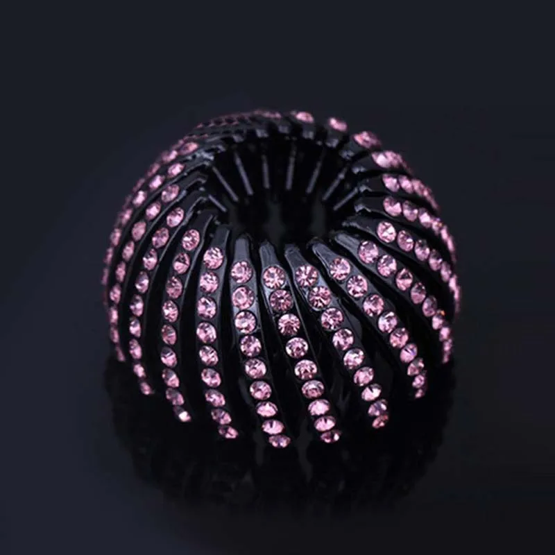 Purple Женские резинки для волос корейская мода легкое Птичье гнездо конский хвост держатель Пряжка Стразы Аксессуары для волос галстук ювелирный подарок - Окраска металла: Purple