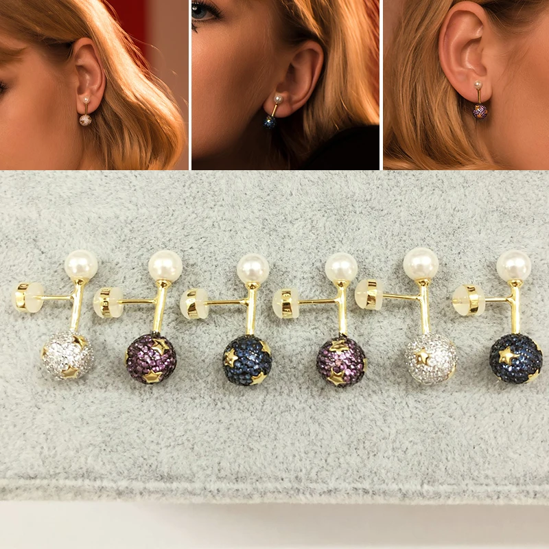 Серьги-подвески женские из серебра 925 пробы с цирковыми звездами | Украшения и