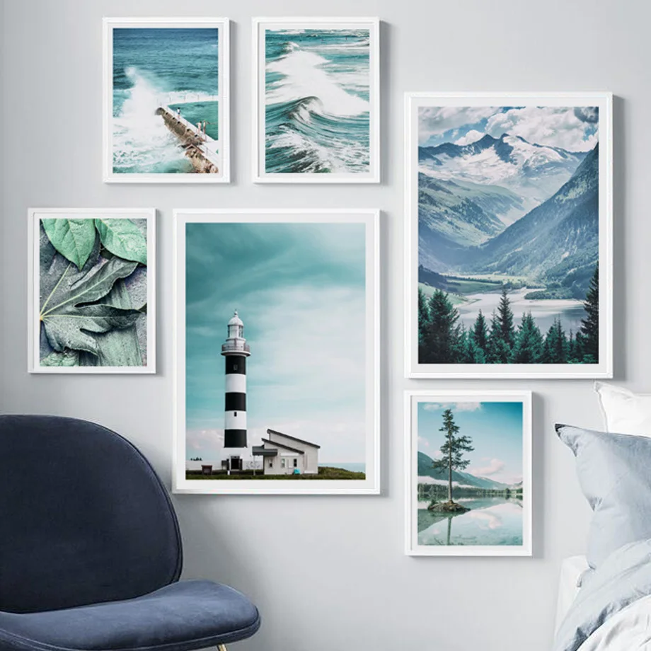 

Mountain Green Plant Leaves Sea Tree Nordic Posters And Prints Wall Art Canvas Painting Wall Pictures For Living Room Home Decor
