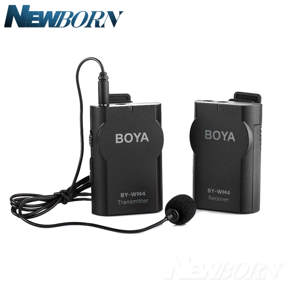 Boya BY-WM4 беспроводной Студийный конденсаторный микрофон Система петличный лацкан микрофон для интервью для iPhone Canon Nikon камера гладкая 4