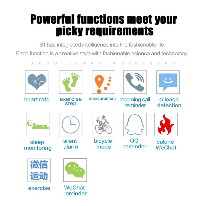 S2 Bluetooth Смарт браслет сенсорный экран монитор сердечного ритма смарт для