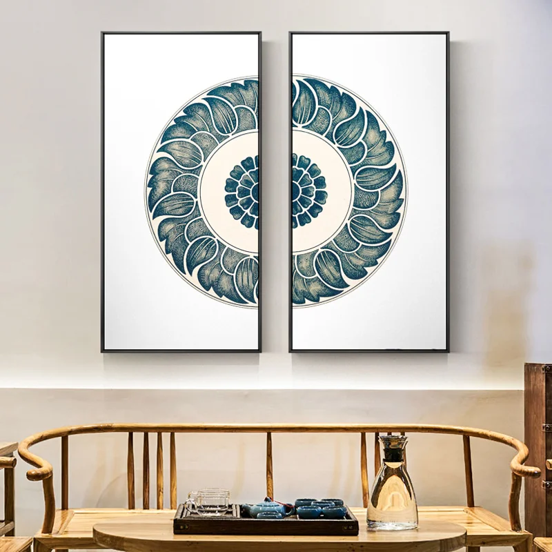 Новая китайская ваза в китайском стиле сине белые картины на холсте постеры и