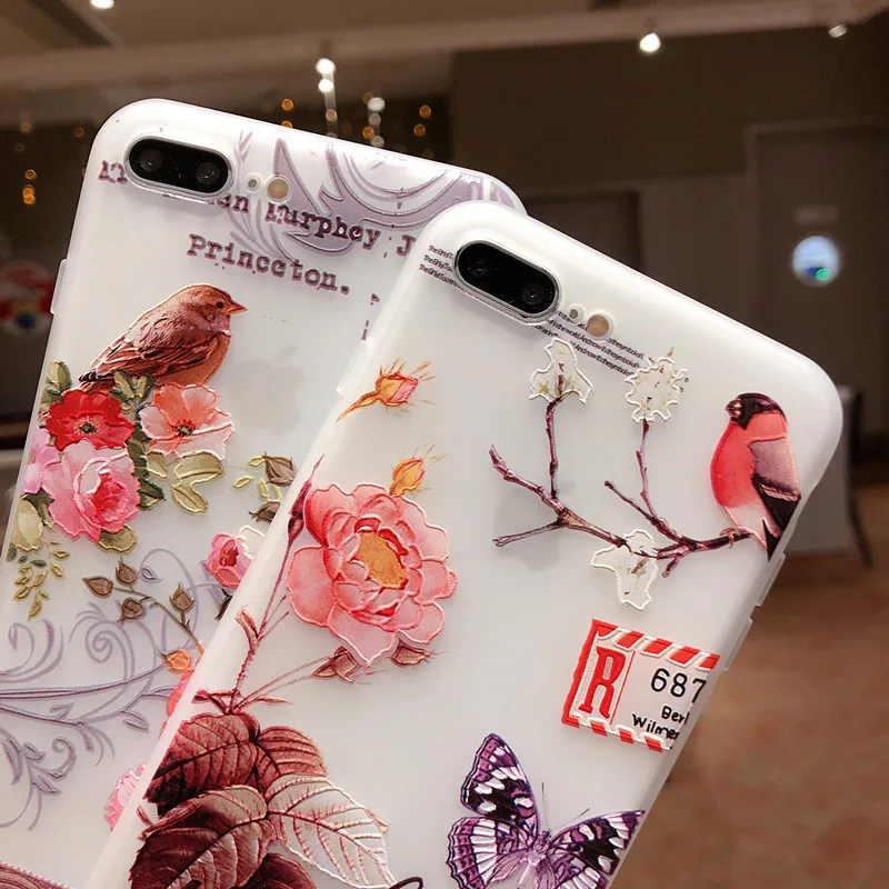 Прозрачный силиконовый чехол для телефона XCZJ с цветами iPhone 7 8 Plus XS Max XR розовые