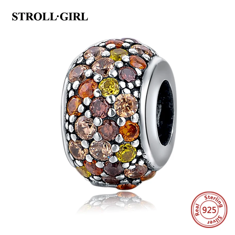 Mix Цвет камень cz серебро 925 Бусы Fit подлинным браслет Pandora Оригинальный кулон DIY