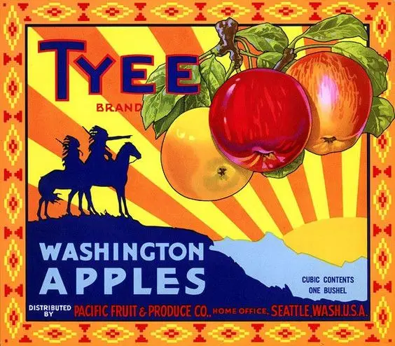 Винтажный рекламный постер с фруктовым принтом в виде яблок из фильма Washington Apple