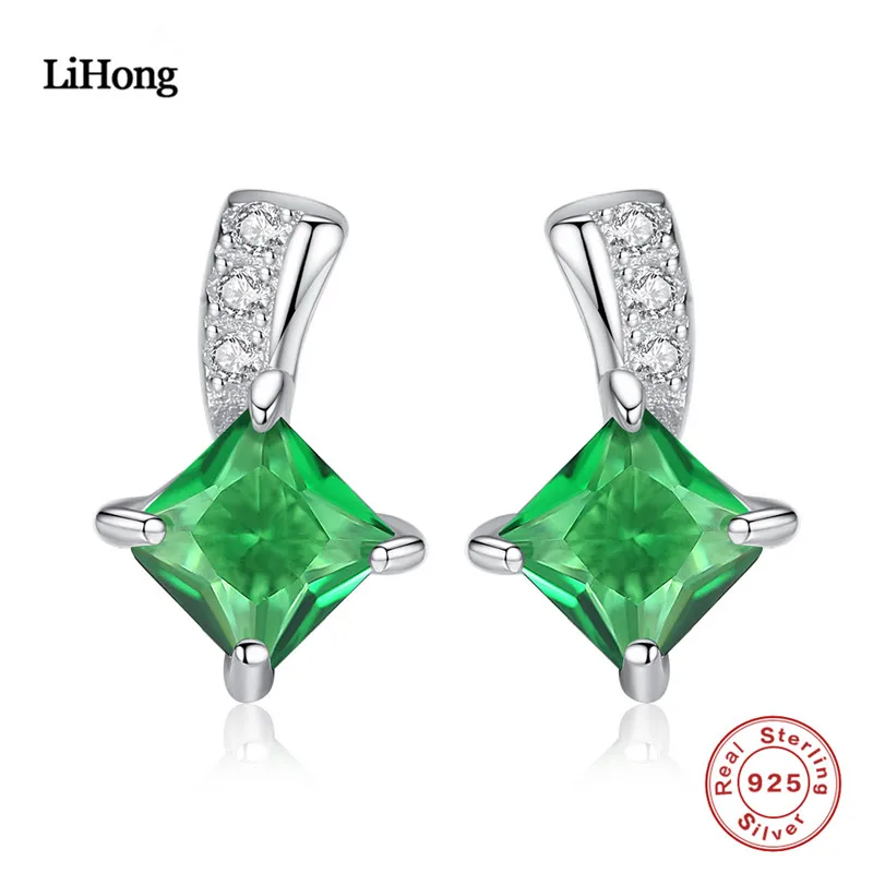 Женские серьги из серебра 100% пробы с изумрудом|boutique|earringsboutique jewelry |