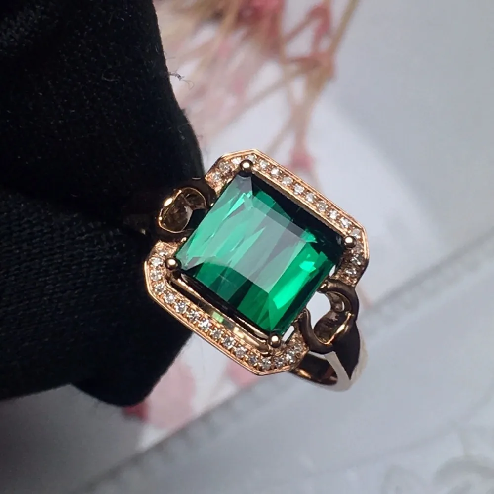 Ювелирные изделия настоящее чистое 18 K золото ювелирные 100% Природный зеленый