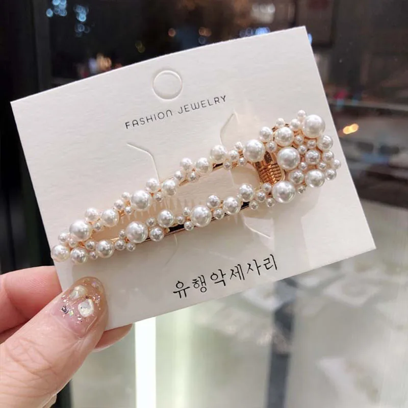 

Korea 2019 New Trendy Hollow Heart Long Drop Hair Clips For Women Fashion Hair Accessories Imitation Pearl Hairpins Barrettes