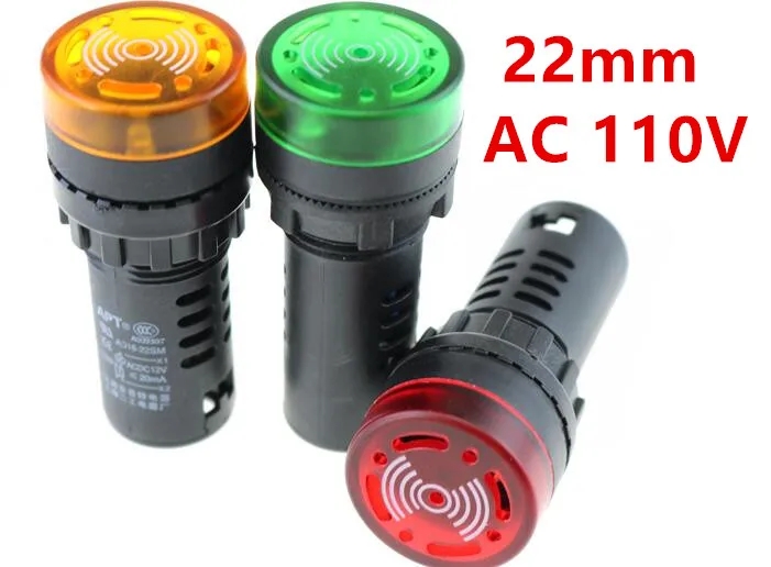 22 мм Вспышка зуммер звуковой сигнал индикатор AD16 22SM AC 110V светодиодный