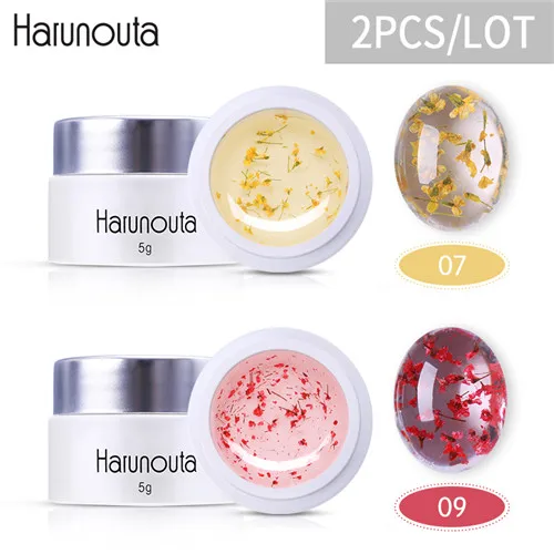 2pcs set7 Harunouta 2 шт Цветочный Гель-лак УФ замачиваемый гель для ногтей фея 3D Дизайн Лак высушенный цветок для ногтей художественное украшение маникюрный лак - Цвет: 2pcs set7