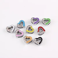 27pcslot 9 colors assorted crystal 8mm enamel heart slide charms fit pet collar diy necklace bracelet per color 3pcs