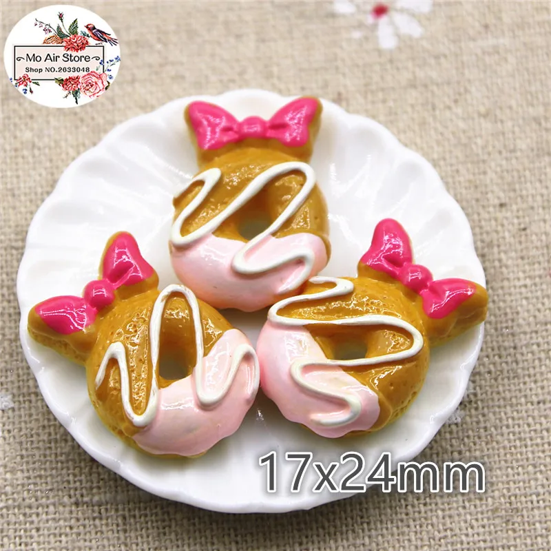 

cute donut 10PCS 25mm Resin Flat back Cabochon imitation Food Art Supply Decoration Charm Craft