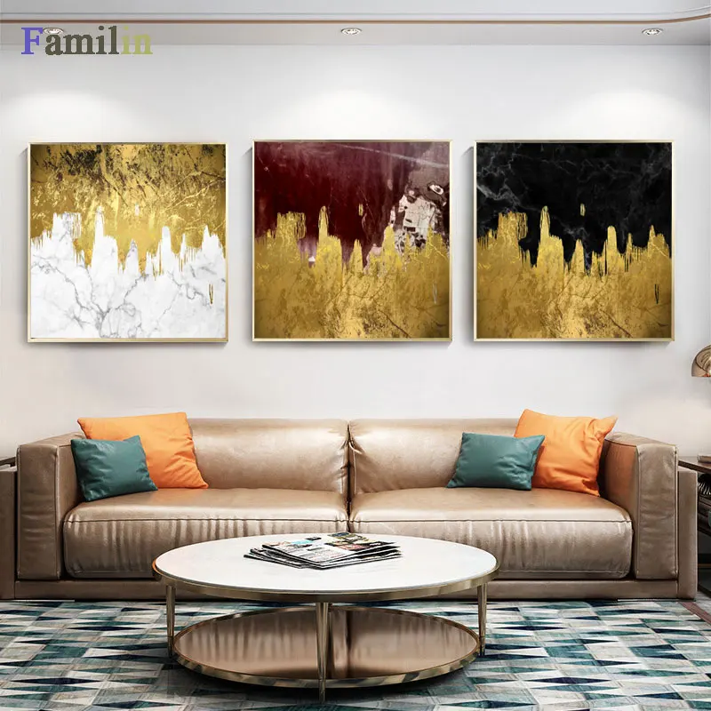 

Abstract Bright gold drop blue and grey Canvas Art Modern Painting Poster Print For LivingRoom Aisle Fashion Artistic Wall Decor