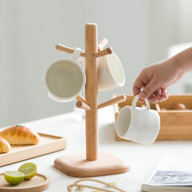 Zakka деревом Форма кружка Кофе чашки сушки стеллаж для хранения держатель Кухня