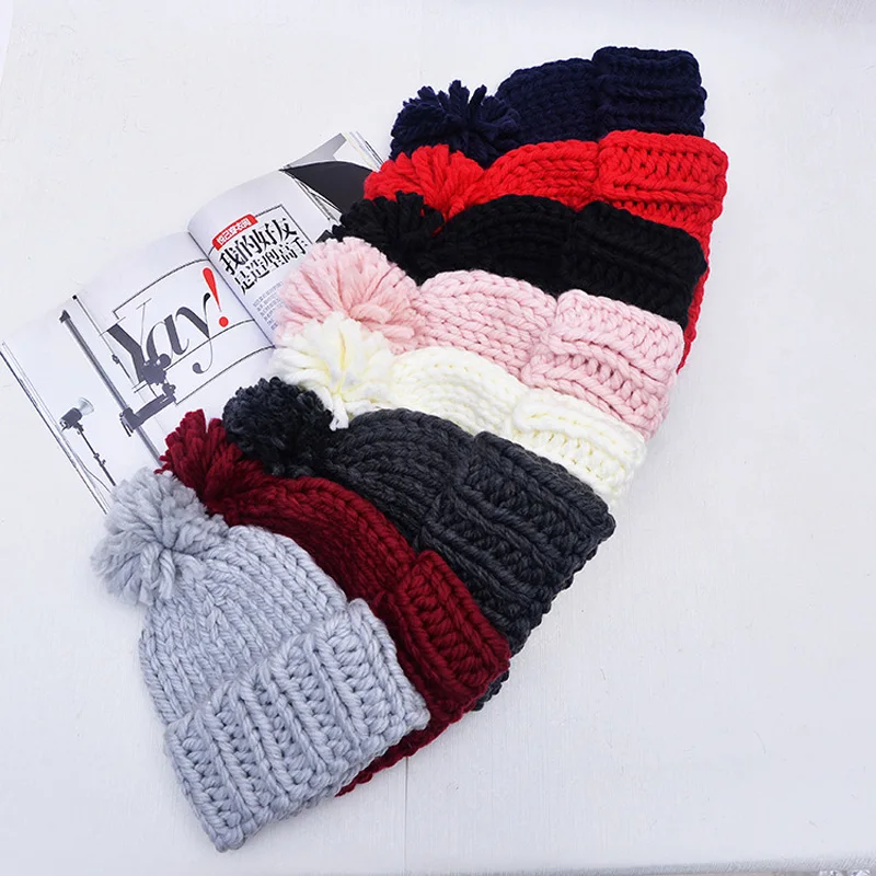 LERFEY женские вязаные шапки ручной работы грубая зимняя шапка теплые Skullies Beanies