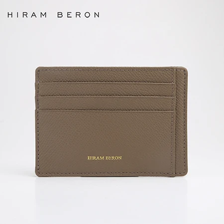 Hiram Beron, кредитный держатель для карт, унисекс, мини-кошелек, RFID Блокировка, ID карта, бесплатный индивидуальный короткий кошелек, кожаный чехол для карт - Цвет: Khaki