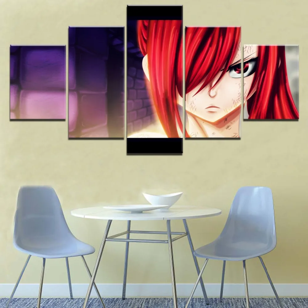 Erza Scarlet 5 шт. картины на холсте настенное искусство Сказочный хвост аниме домашний