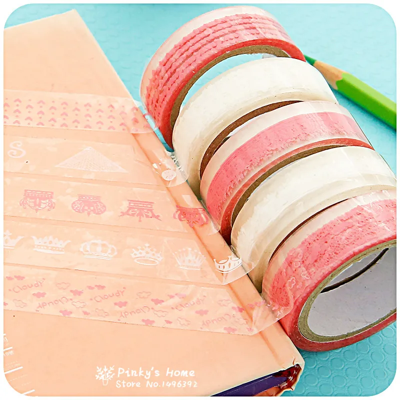 

10 шт./Лот, милая маленькая свежая Прозрачная Кружевная лента, декоративная лента, сделай сам, фотоальбом, мультяшная лента, клейкая лента, Маскировочная лента