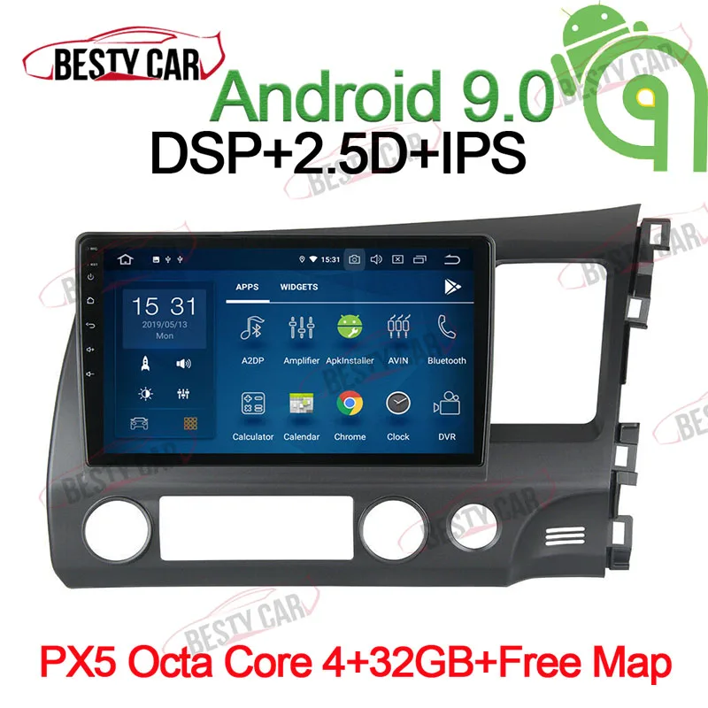 10 1 ''Android 9 0 головное устройство для Honda Civic радио автомобильный стерео gps