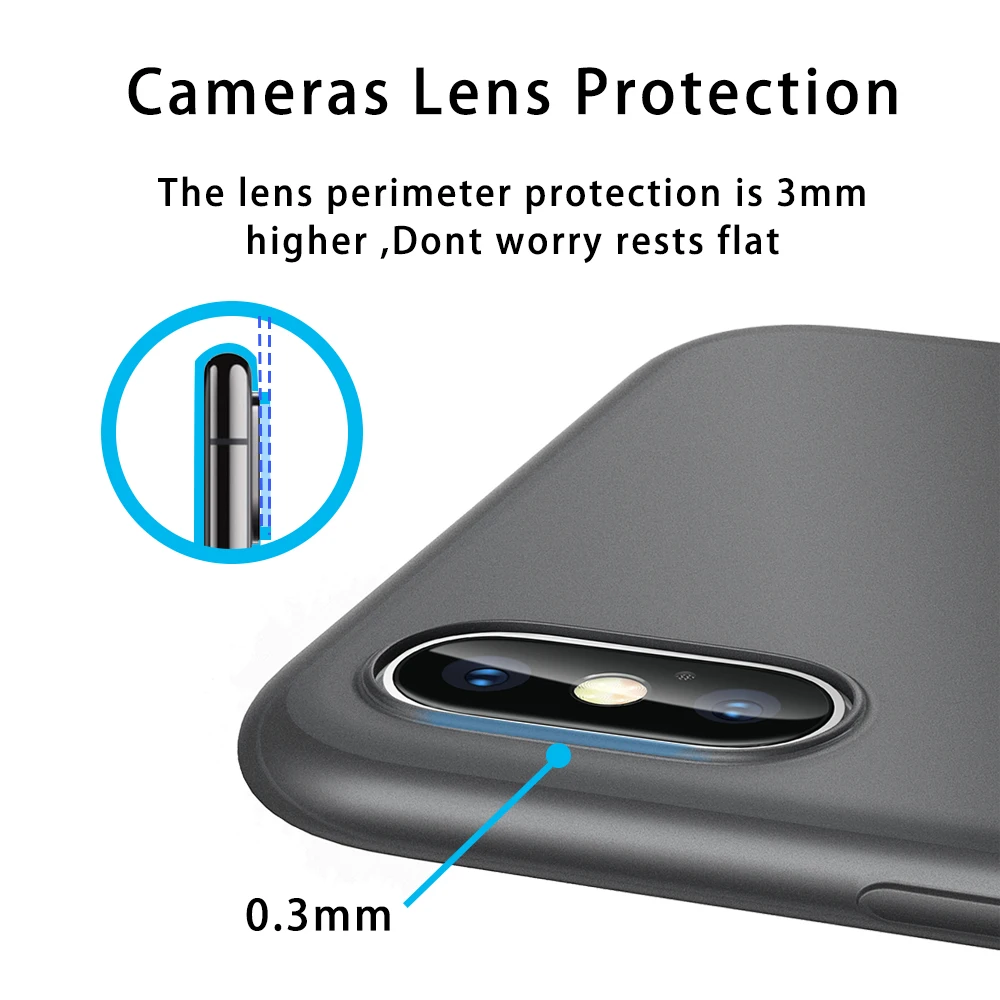 TIEGEM Phone Case for iPhone X XS XR Ultra-Thin Super Soft Plain Matte TPU Silicone Anti-slip Back Cover Max | Мобильные телефоны и