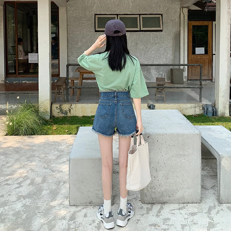 wide legged loose hot jean cotton shorts reflective rainbow women clothes 2019 velvet black rave mini fem me plus size sexy | Женская