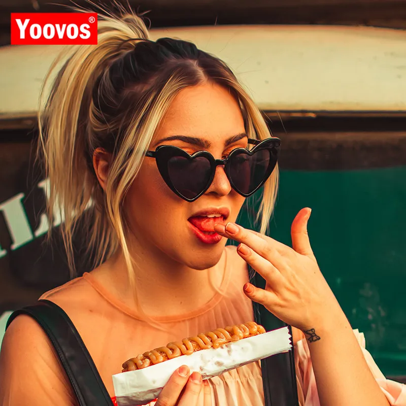 Yoovos 2021 Новые солнцезащитные очки в форме сердца конфетных цветов женские