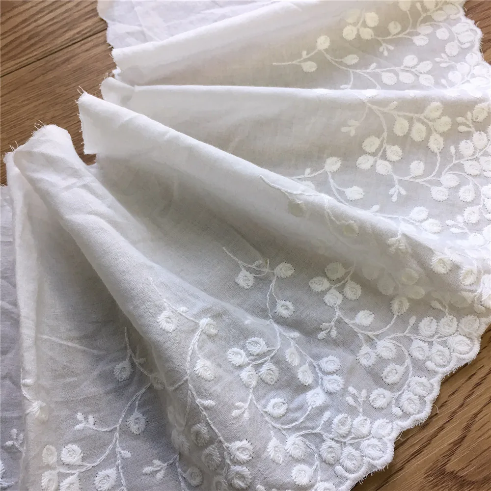 3 Yards Ivory White 100% Cotton Embroidery Lace Trim Scalloped DIY Handmade Clothes Accessories | Дом и сад