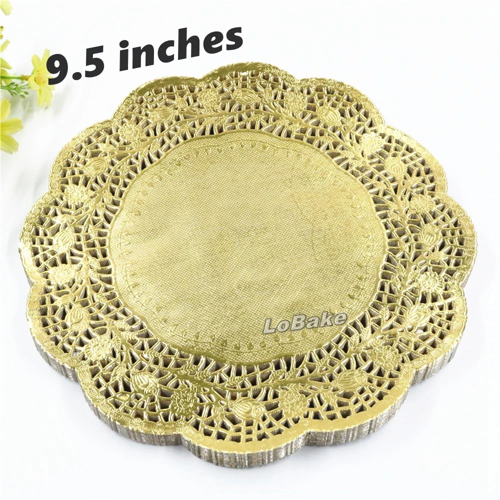 (100 шт./упак.) Высокое качество 9 5 дюймов Круглая бумага золотого цвета кружевные
