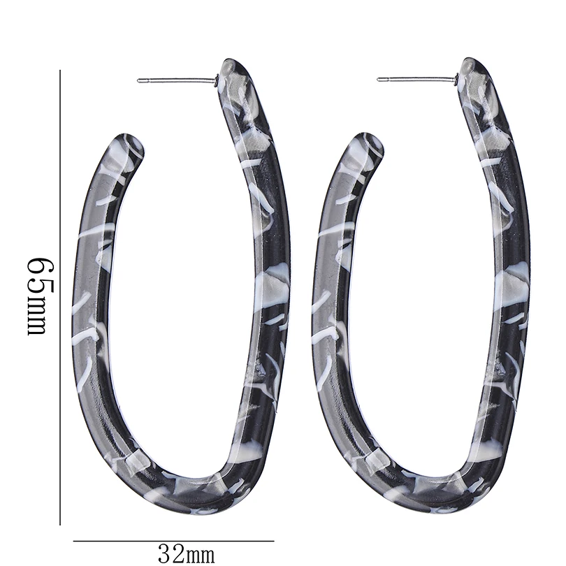 Винтажные большие овальные акриловые серьги-гвоздики для женщин 2019 новые