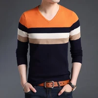 2021 new fashion brand sweaters men pullover warm slim fit jumpers knit v neck striped autumn korean style casual mens clothes