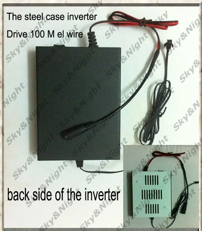 

2pc/Lot-Hight quality -Free shipping DC12V el wire inverter STEEL CASE (can load 100M el wire) with 3 functions