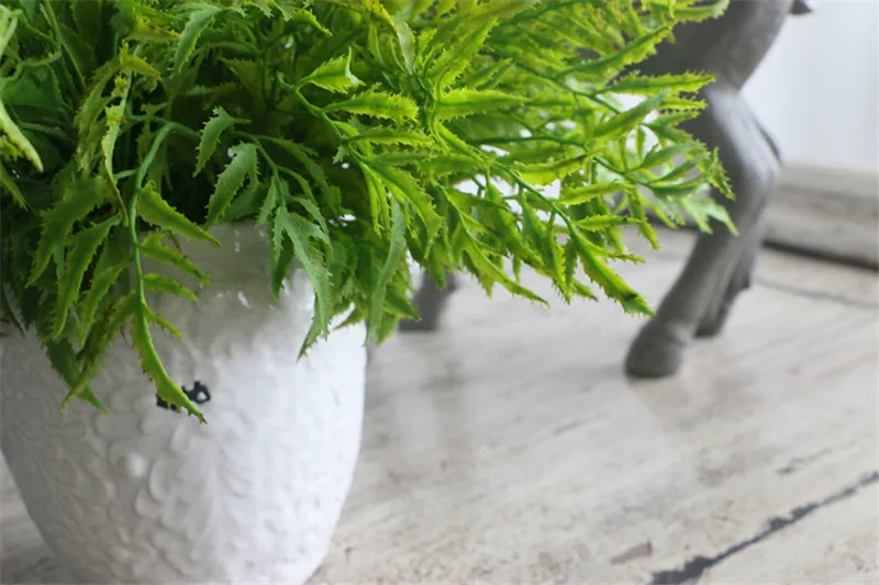 fleurs séchéesцветы искусственные продукт Моделирование Зеленый завод папоротник горшках трава зеленая листьев Цветочная композиция DIY Материал декоративные поддельные цветок