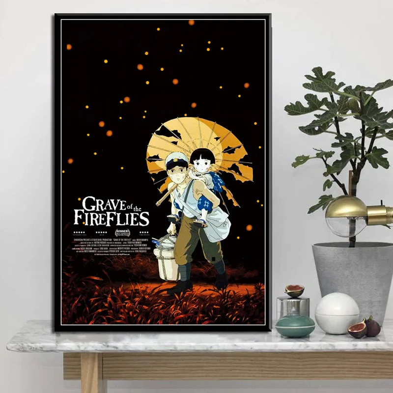 P417 Grave of the Fireflies Miyazaki Hayao Classic Cartoon Movie Hot Japan Anime Art Painting Silk Canvas Poster Wall Home Decor | Дом и сад