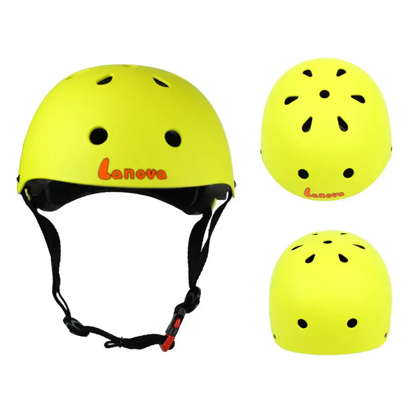 Yellow helmet LANOVA протектор 7 шт./компл. Велоспорт катание скейтборд шлем Локоть Колено запястье колодки детский велосипед велосипедный роликовый защитный механизм - Цвет: Yellow helmet