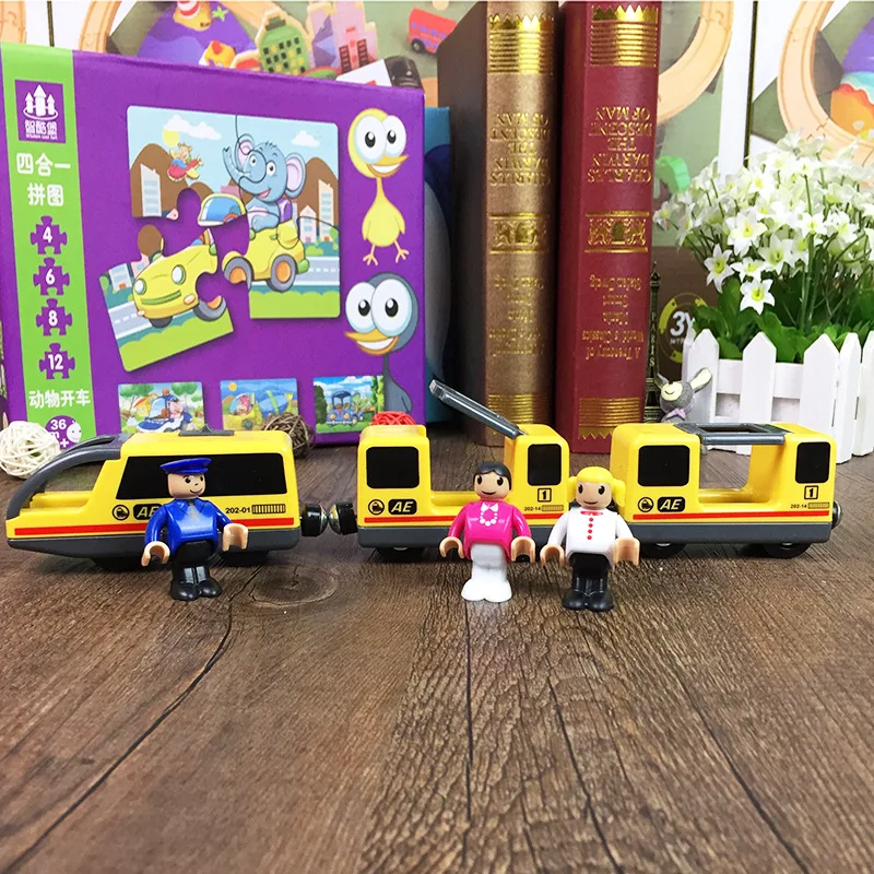 Kids Electric Train Toys Set Magnetic Diecast Slot Toy Fit for Standard Wooden Track Railway |