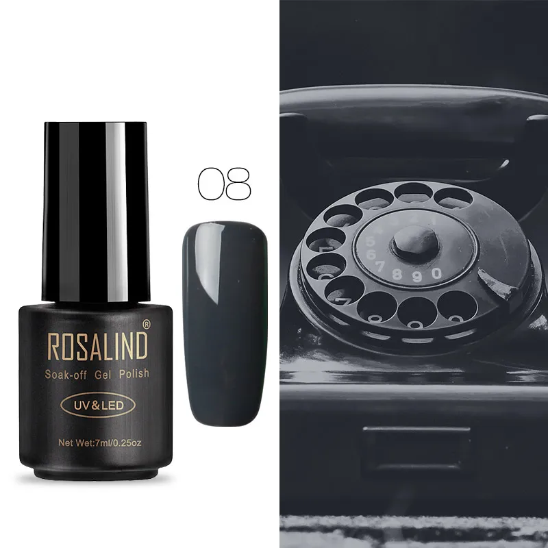 ROSALIND Гель-лак для ногтей Полупостоянный УФ-гель Гибридный Vernis 7 мл для ногтей праймер лак для ногтей маникюр полилак основа верхнее покрытие - Цвет: 08