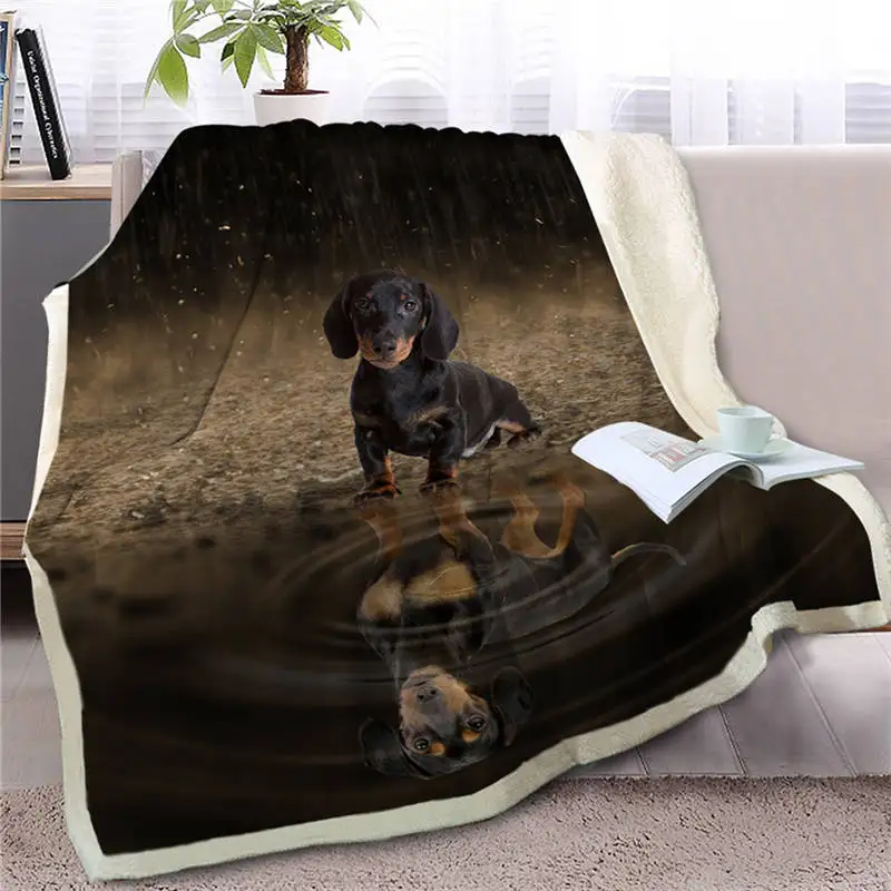 Dog 21 BlessLiving Pet Мопс одеяло на искусственном меху на кровати животных пледы одеяло для детей собака отражение покрывала 3D щенок бульдога Чехлы диванов - Цвет: Dog 21