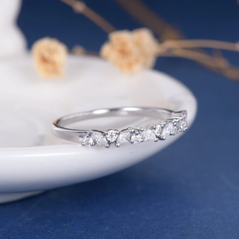 Уникальное обручальное кольцо Настоящее 14 k 585 Белое Золотое для женщин юбилей