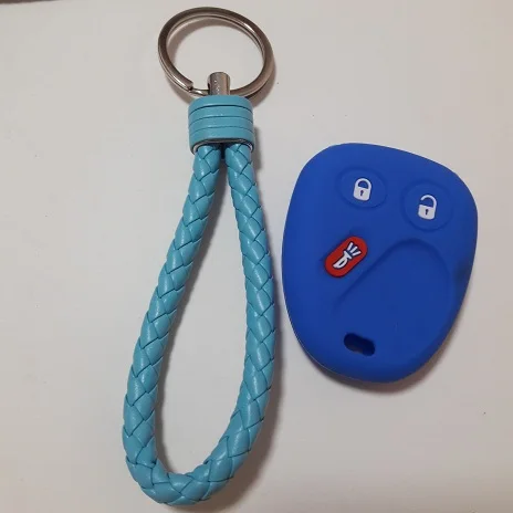 blue with keychain Ключи дистанционного ключа оболочки для Сатурн GMC Chevrolet Cadillac Hummer H2 цепочка для ключей кольцо защитный силиконовый чехол держатель 3 кнопки - Название цвета: blue with keychain