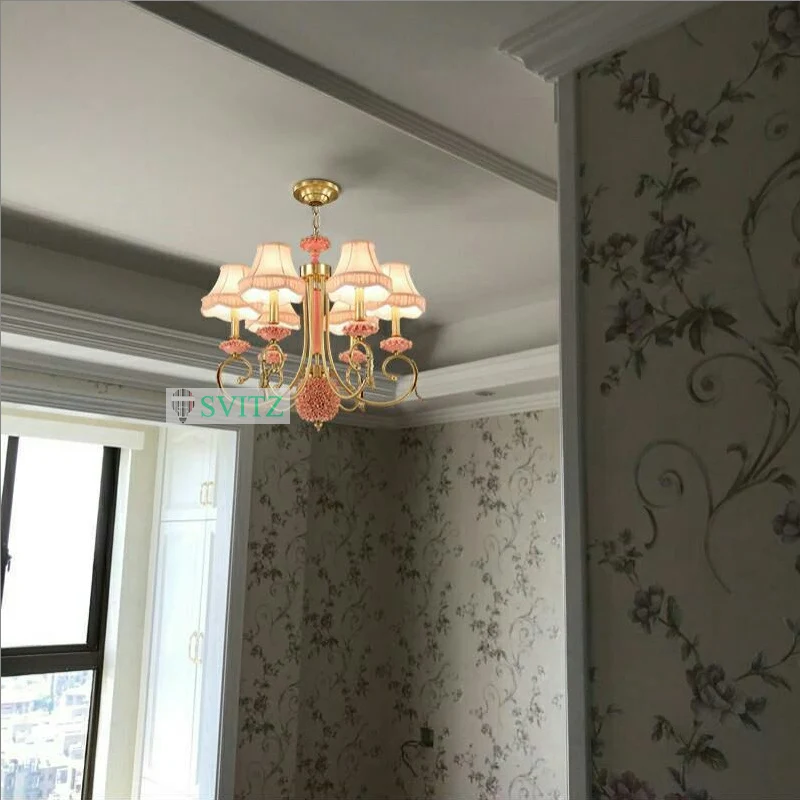 Modern European Style All Copper Ceramic Chandelier Nordic Villa Children's Bedroom Chandeliers |