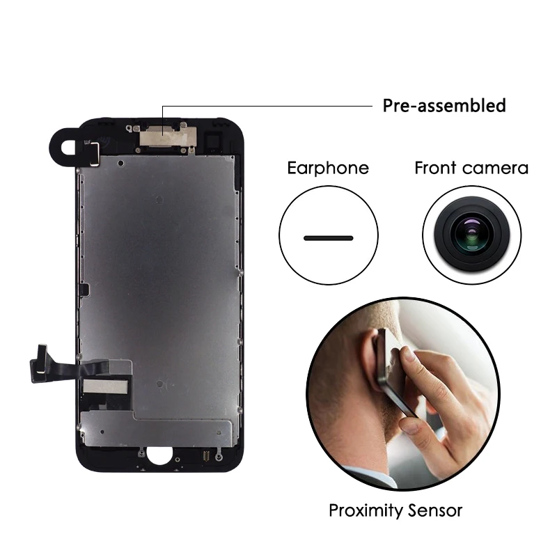 ЖК-дисплей для iPhone 7 7G экран с дигитайзером и фронтальной камерой 20 шт./лот 100% тест