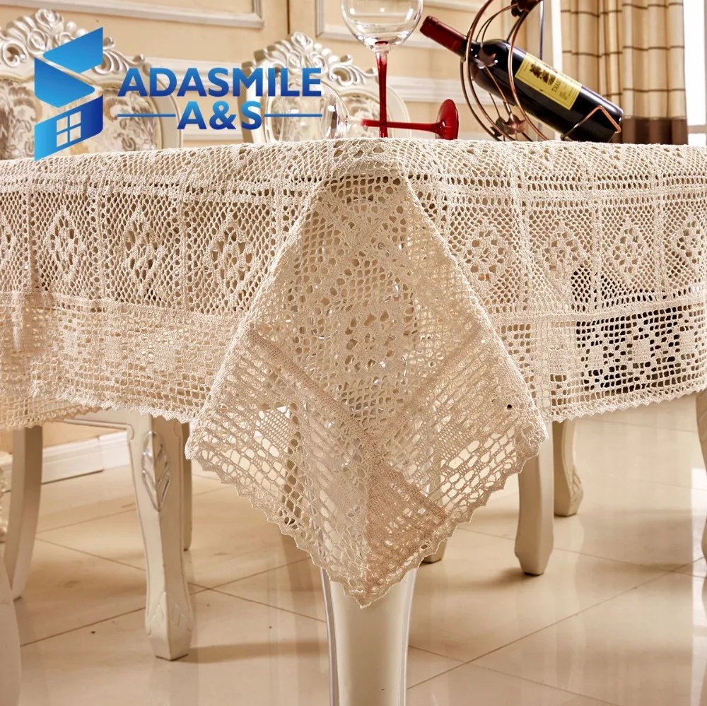 Adasmile крючком Цветочные Элегантные квадратные кружева скатерти покрытие стола накладки скатерть для Banqute Свадебная вечеринка украшения