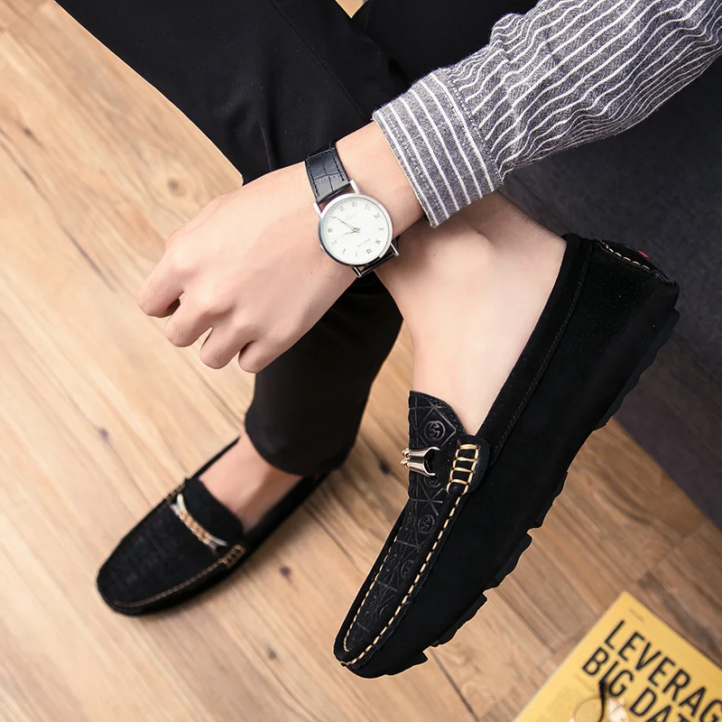 Mocassin homme de Lux; Лоферы для мужчин; повседневная кожаная обувь; Мокасины без застежки; обувь для вождения автомобиля; дышащая мужская обувь черного цвета