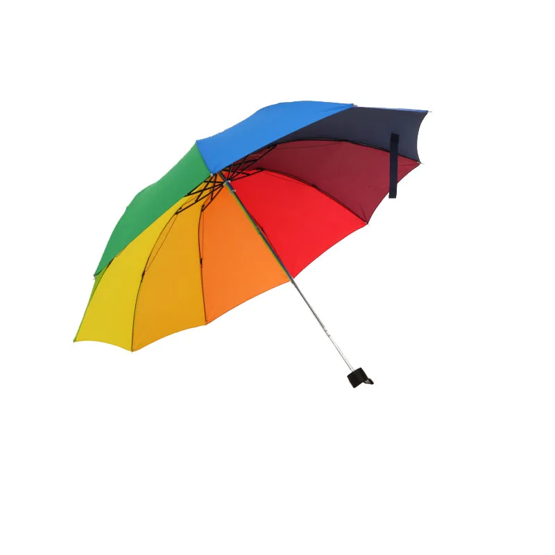 Новинка трехскладной Зонт Unbrella rain для женщин модный Радужный уличный с 8 ребрами