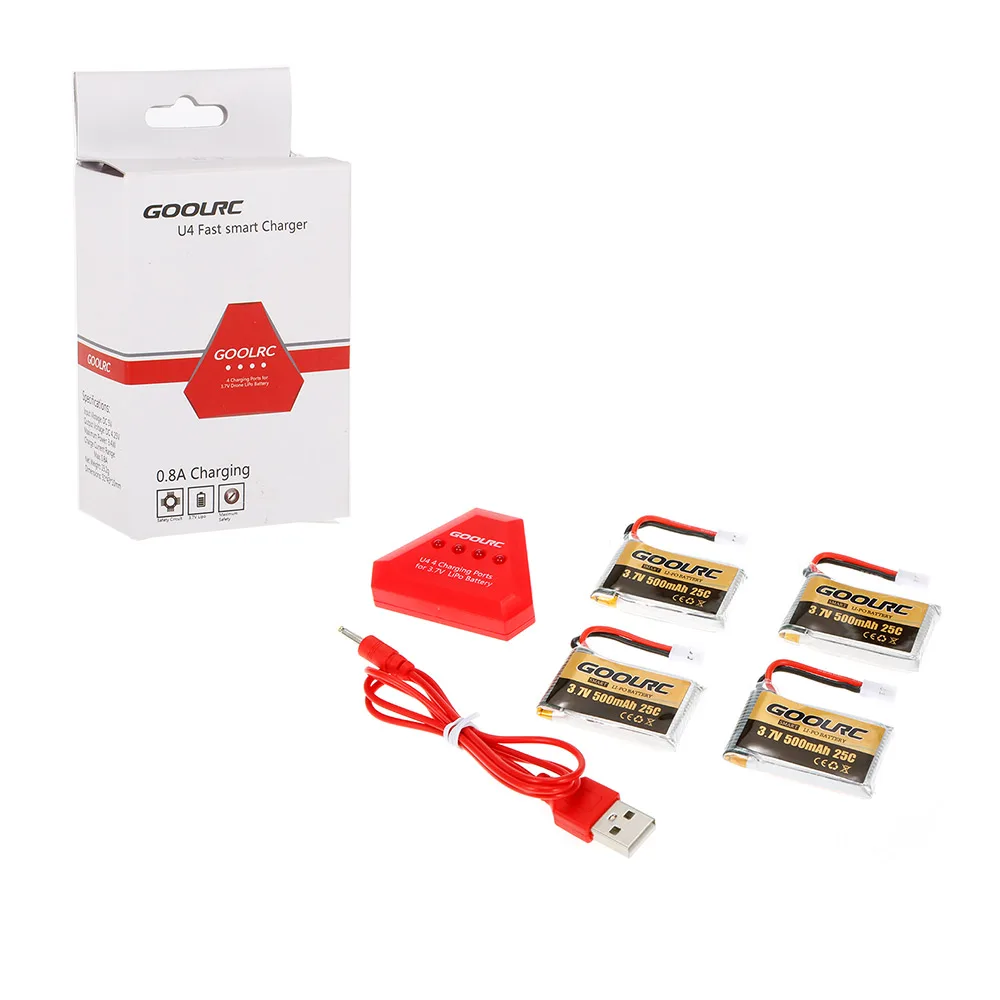 4 шт. 500 мАч 3 7 в 25C LiPo батарея с 1 USB зарядное устройство для Syma X5 X5SW X5C RC Квадрокоптер