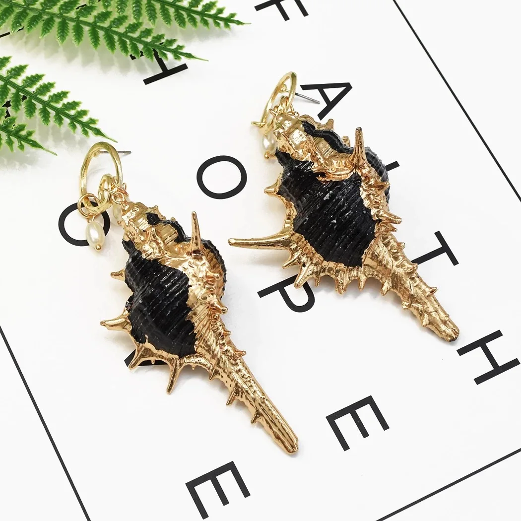 Модные новые серьги в форме ракушек из Европы и США для летнего пляжа отдыха