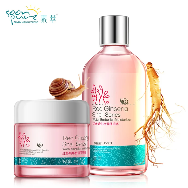 SOONPURE Жидкость из красной женьшени и улитки+Крем для хранения влажности