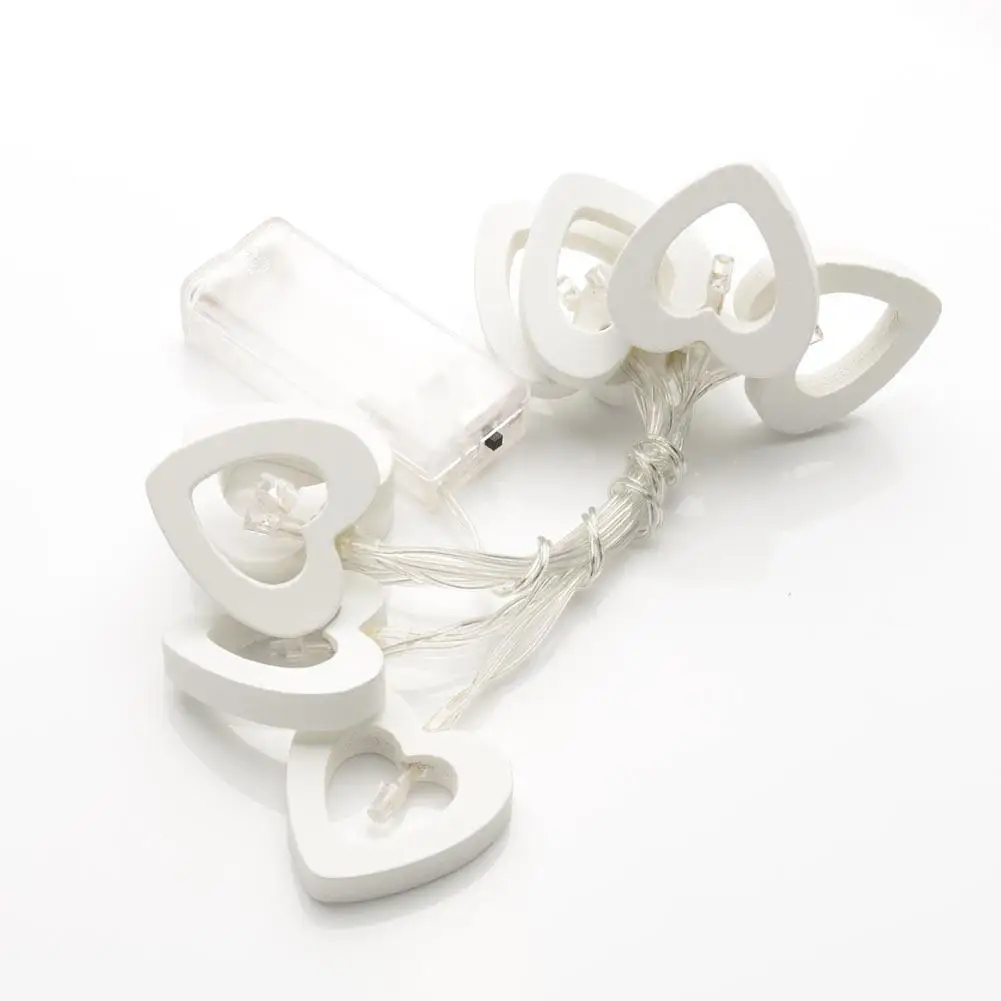 Новое поступление 10 LED теплая белая деревянная лампа в форме сердца для вечеринки