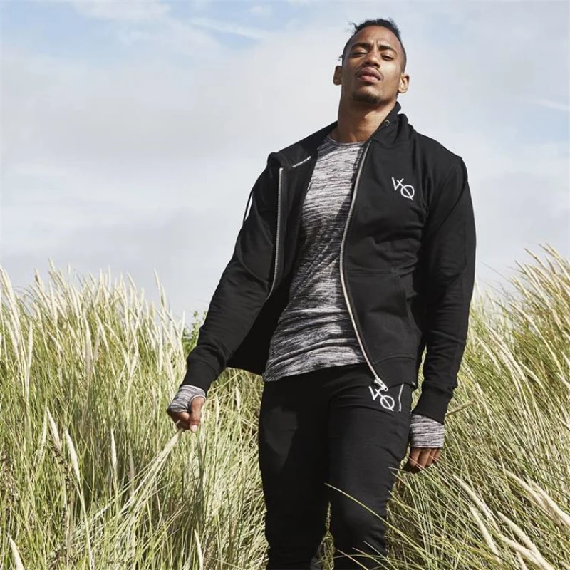 2018 спортивные Бег Куртки мужская повседневная молнии толстовки тренажерный зал